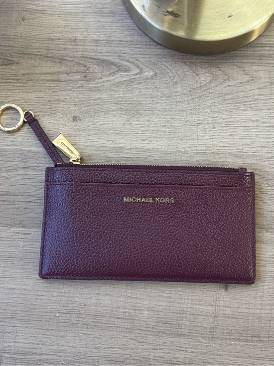 Michael Kors Handbags - Michael Kors Burgundy Leather Wristlet Card Pouch with Gold Hardware